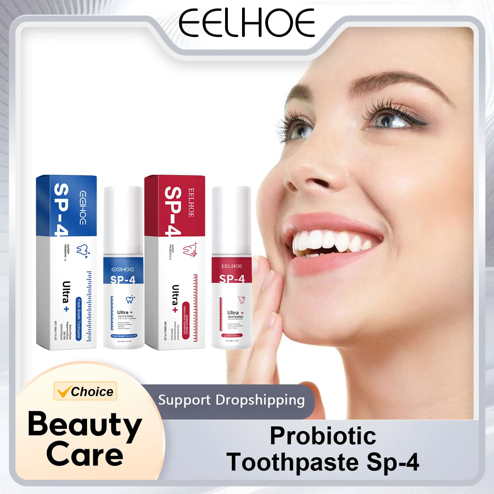 EELHOE Probiotic Toothpaste Sp-4 Brightening Whitening Oral Odor Remover Yellow Teeth for Fresh Breathing Gums Care Toothpaste