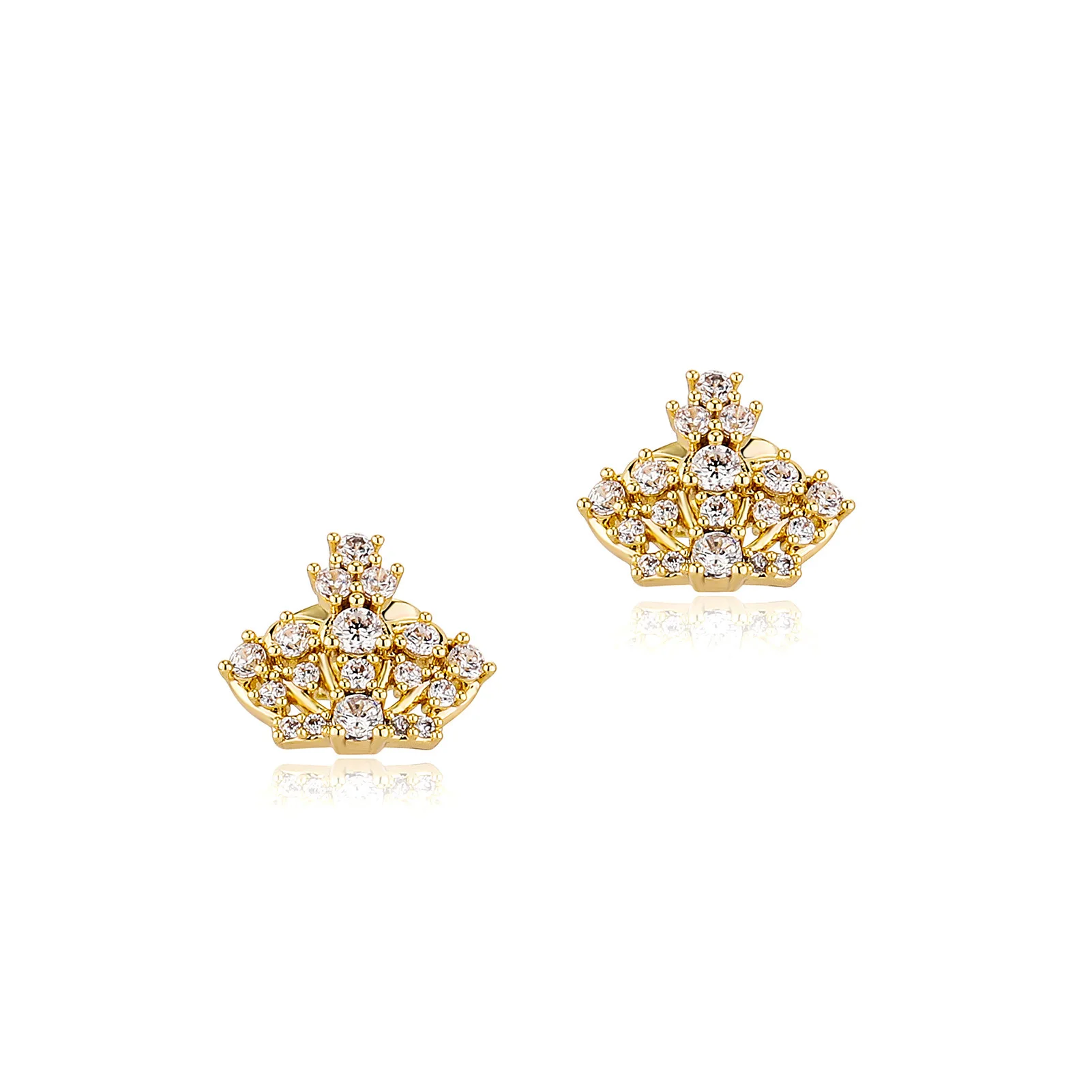 Luxury Crown Earrings Women CZ Zircon Iced Out Stud Earrings Royal Tiara Design Bling Jewelry Fashion Party Accessories