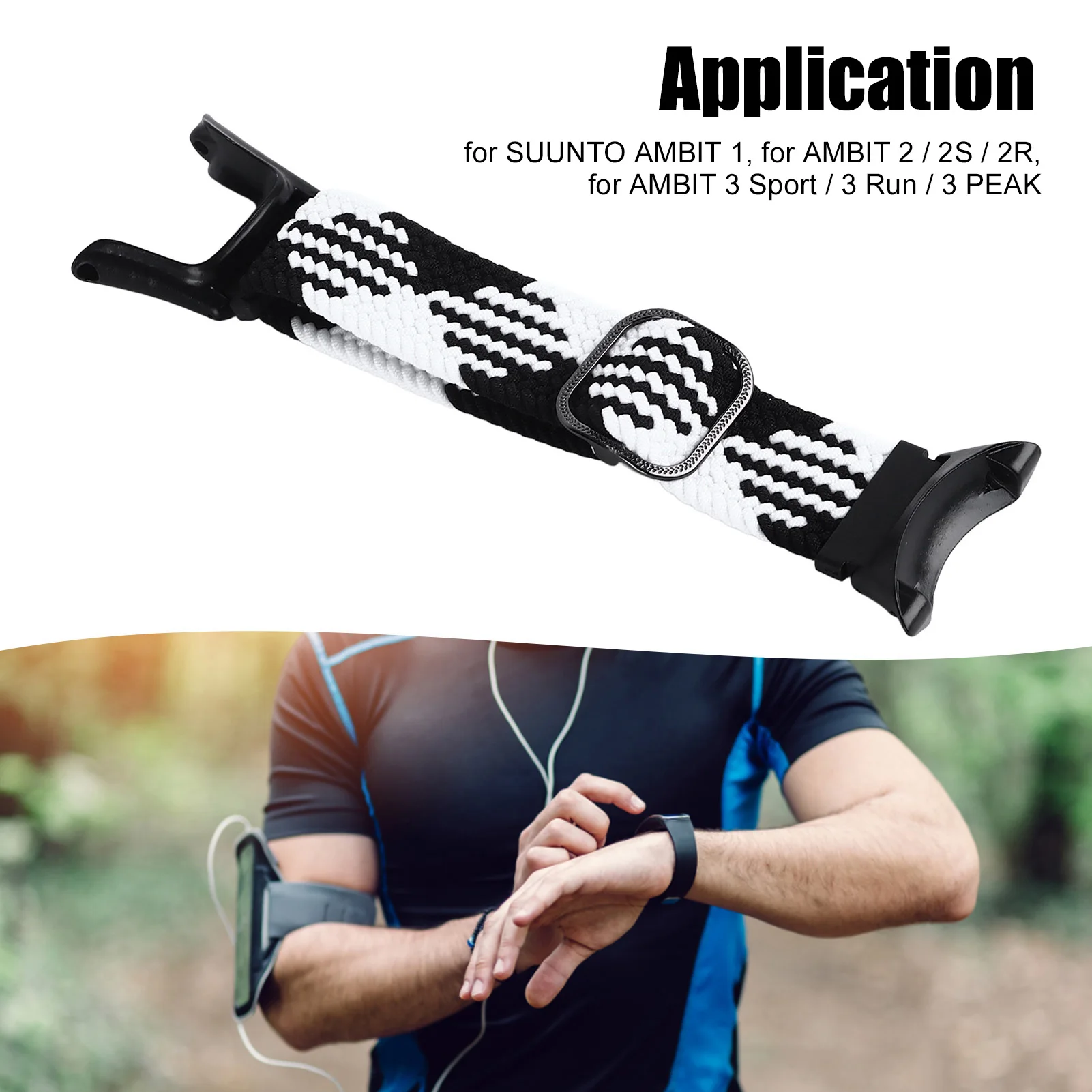 Elastic Nylon Watch Band Woven Loop Quick Release Braided Watch Band Strap Adjustable Compatible for 1 2 2S 2R 3 Sport 3 Peak