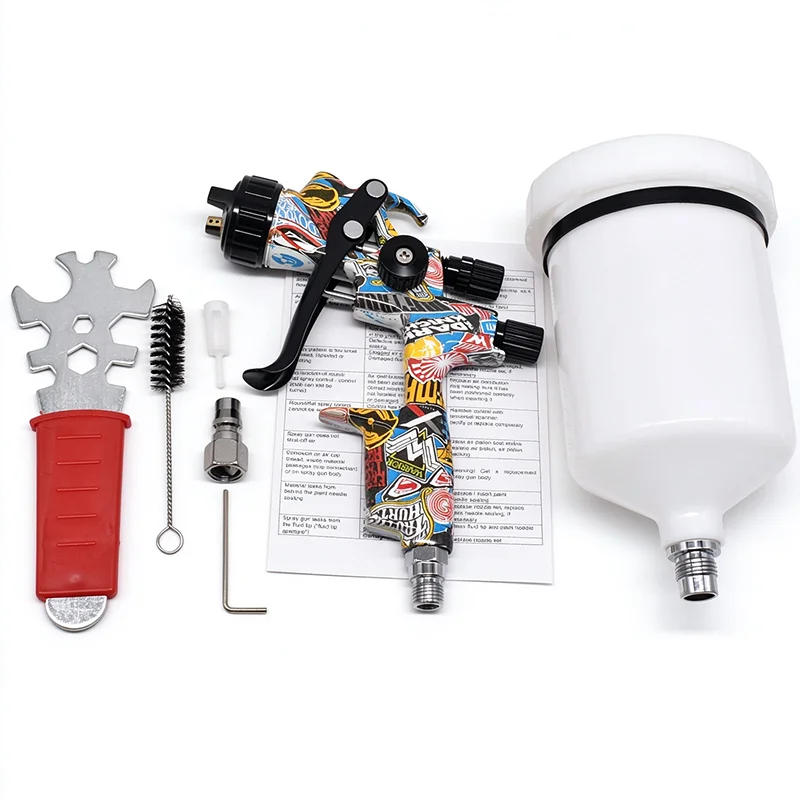 Professional Gravity Feed Spray Gun 1000B HVLP with 1.3mm Nozzle Airbrush and 600CC Cup for Car Furniture Sprayer Paint Gun