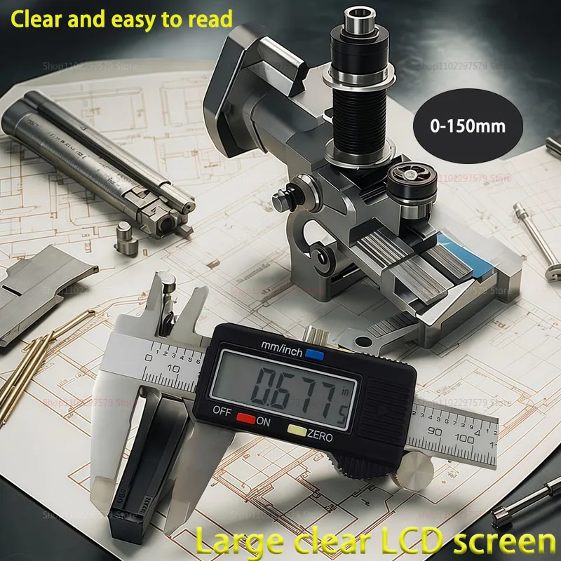 فرجار رقمي من الفولاذ المقاوم للصدأ 0-150 مم أداة قياس دقيقة رنييه مع علبة بلاستيكية لمشاريع الهندسة ومشاريع DIY