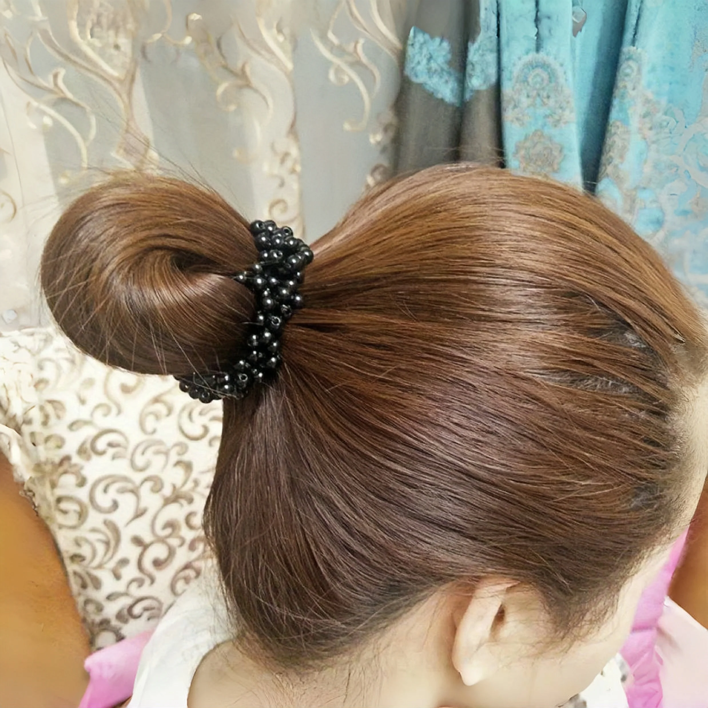 ربطة شعر أنيقة من اللؤلؤ الصناعي للنساء والفتيات، أربطة شعر بسيطة وأنيقة، حامل ذيل حصان مرن، أربطة مطاطية
