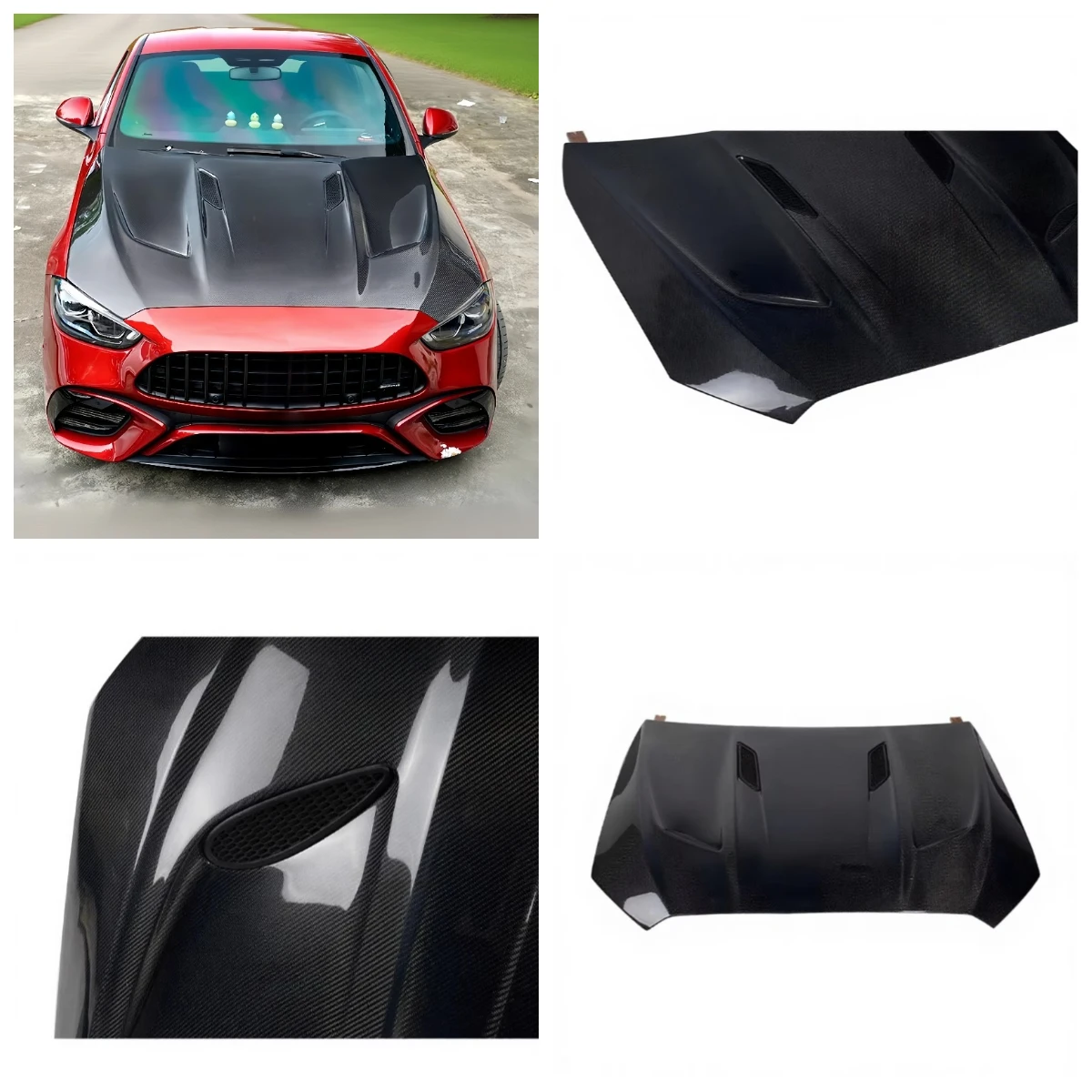 

BR New Ly Modification Carbon Fiber Engine Hood For W206 GT (Black Screw-On) Includes Screws