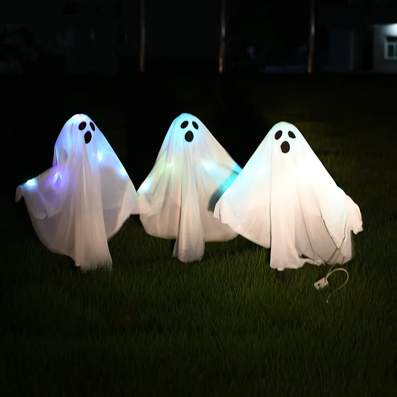 

[Funny] 3pcs/set Halloween Terror Scary Skull Skeleton Small Ghost Colorful LED Light toys decoration Decor House Party Props