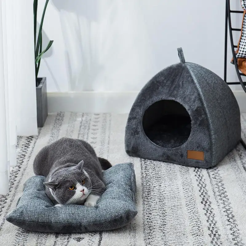 New Triangle Cat Nest New Deep Sleep Comfort In Winter Cat Bed Closed Cat House Pet Nest Safe Pet House Pet Supplies