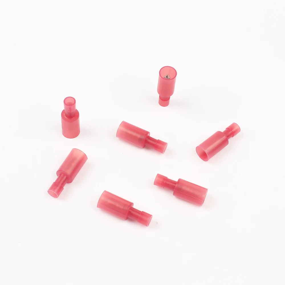 MRFNY0.5-0.75 Nylon brass Bullet Shaped Male Joint Wire Connector Electrical Crimp Terminal 100PCS AWG22-18 0.5-0.75mm2