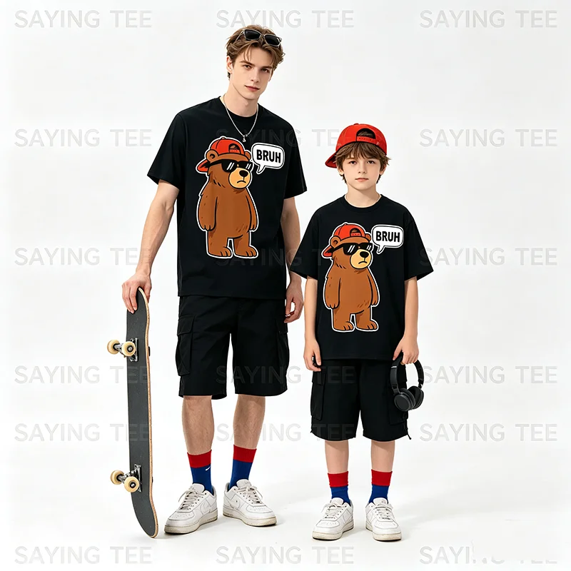 Cool Bruh Bear Herren Damen Jungen Teenager Lustiges Bären-T-Shirt Y2k Wildnis und Sarkasmus Spruch-T-Shirt Baumwolle Kurzarm Grafik-Bekleidung – Detail 6