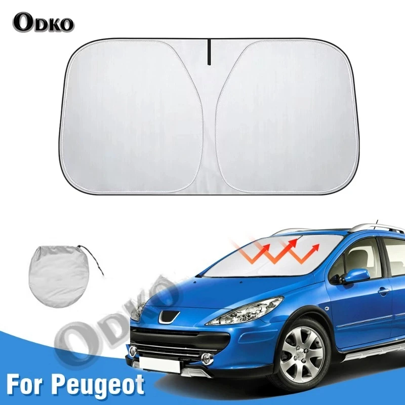 Parasol para parabrisas para Peugeot 307, parasol para ventana, Protector de visera, bloques plegables, rayos UV, mantiene el enfriador de su coche