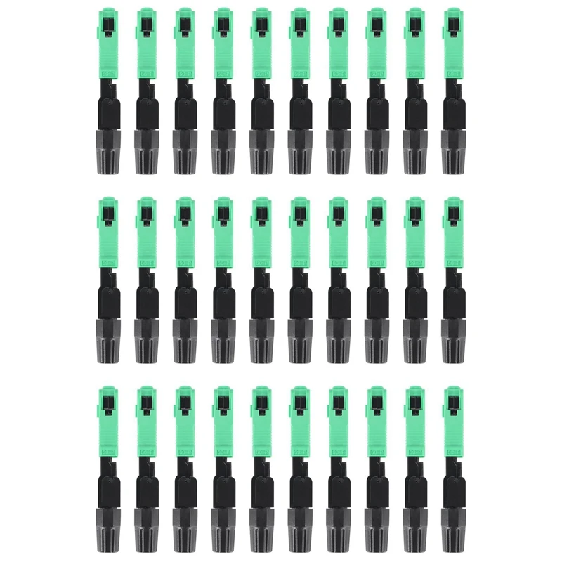 

30Pcs Sc/Apc Fiber Optic Connector Embedded Single Mode Component Fiber Optic Quick Connector-Black + Green