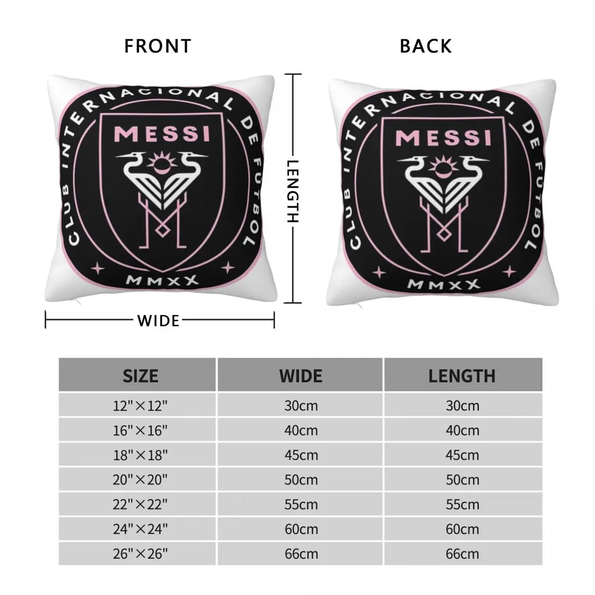 إنتر ميامي ميسي شارة مربع المخدة غطاء الوسادة كيس وسادة رمي غطاء وسادة للمنزل أريكة غرفة المعيشة