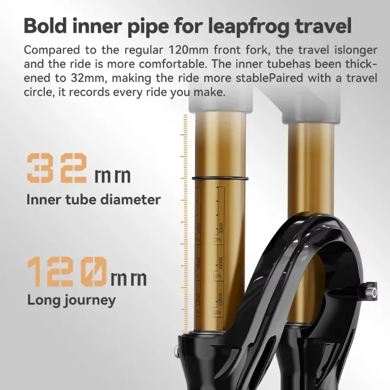 MTB Air Suspension Fork 26/27.5/29" 120mm Travel Rebound Adjustable QR Front Fork view 2