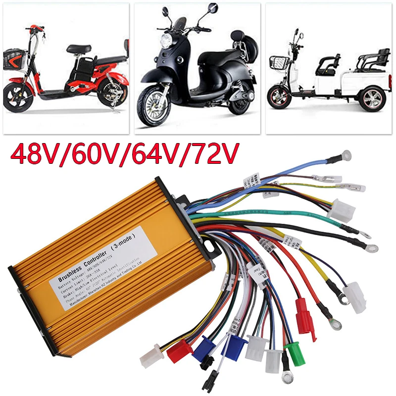 E‑Bike Brushless Speed Motor Controller for Electric Scooter 48V/60V/72V Three‑Mode Sinusoid 12 Tube Electric Motor Controller