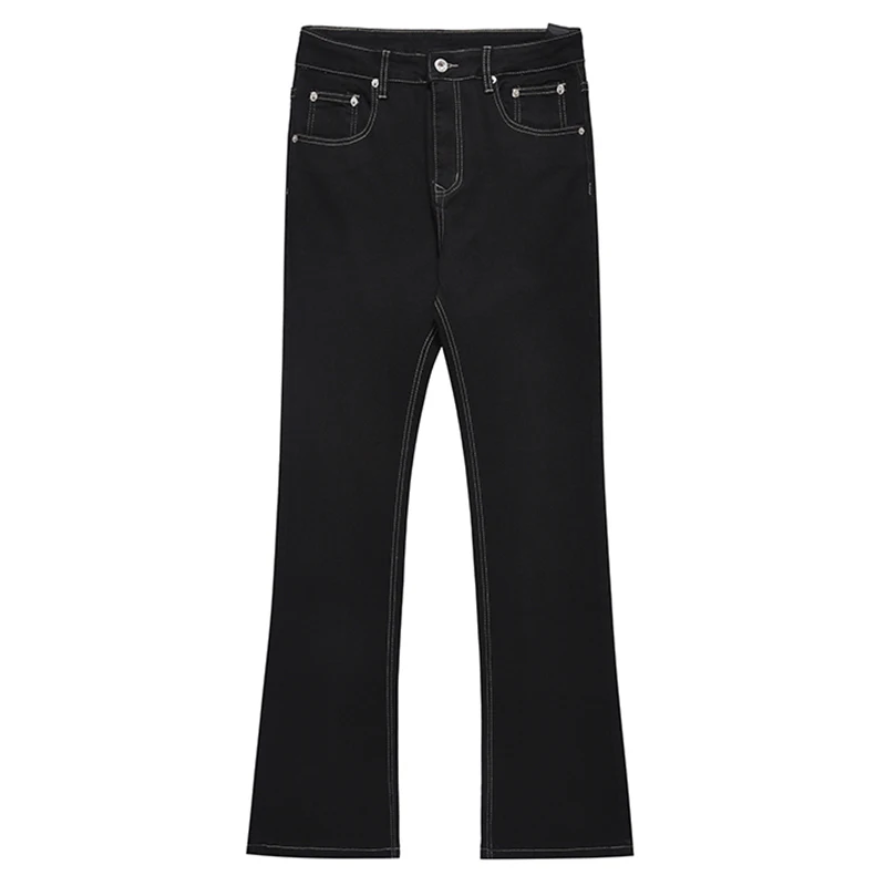 Men Fashion Cool Style Streetwear Jeans Male Daily Hot Sale Basic Black Denim Pants Slim Fit Casual Bell Bottom Denim Trousers