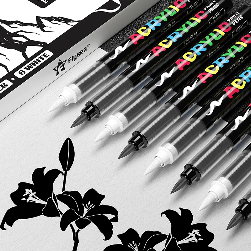 

8Pcs Black & White Acrylic Marker Set High-Capacity Ink Acrylic Markers for Illustration, Sketching, Wood, Glass, and More