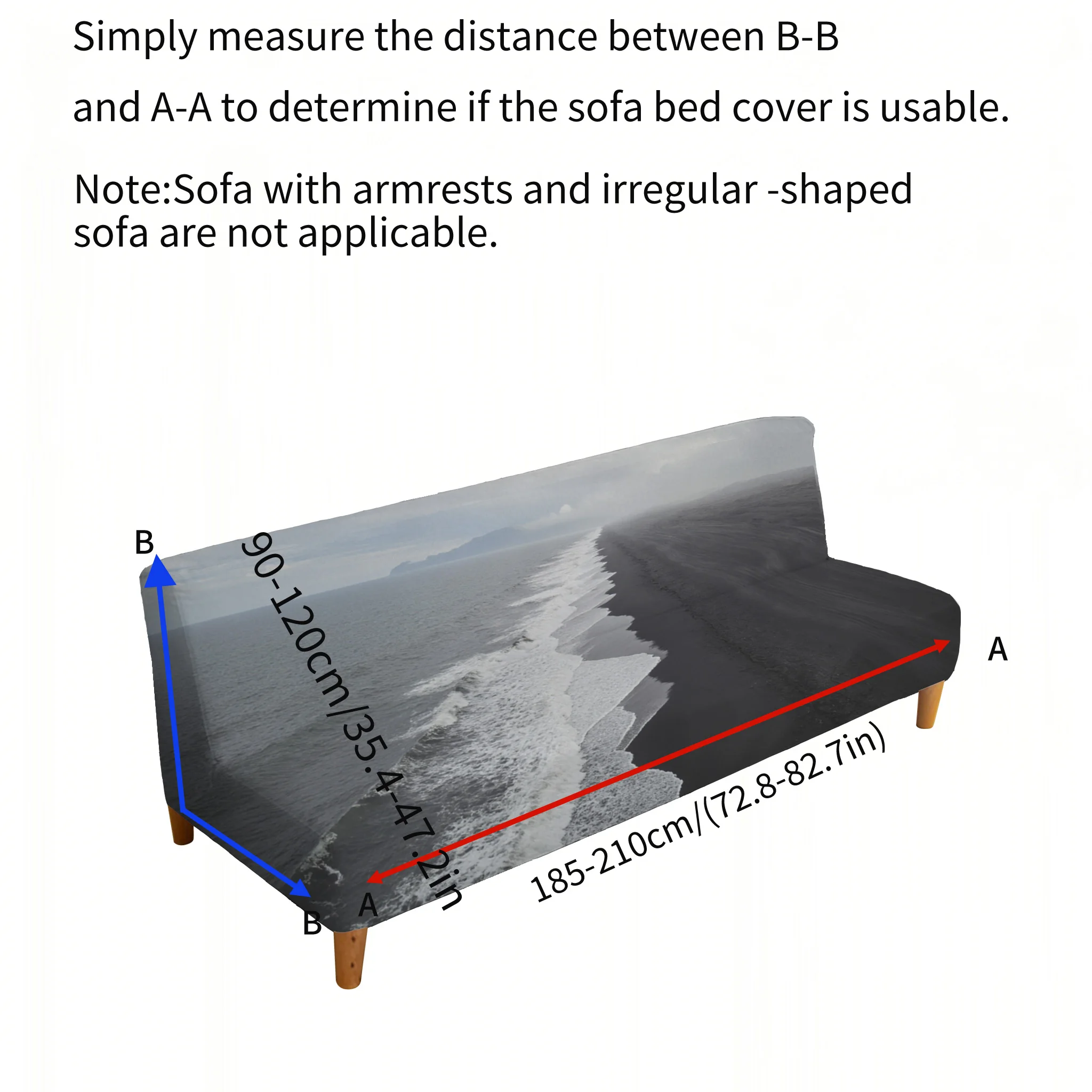 Ocean Wave Line Elastic Sofa Bed Cover, Living Room Sofa Bed Cover, Dustproof Machine Washable Sofa Bed Cover