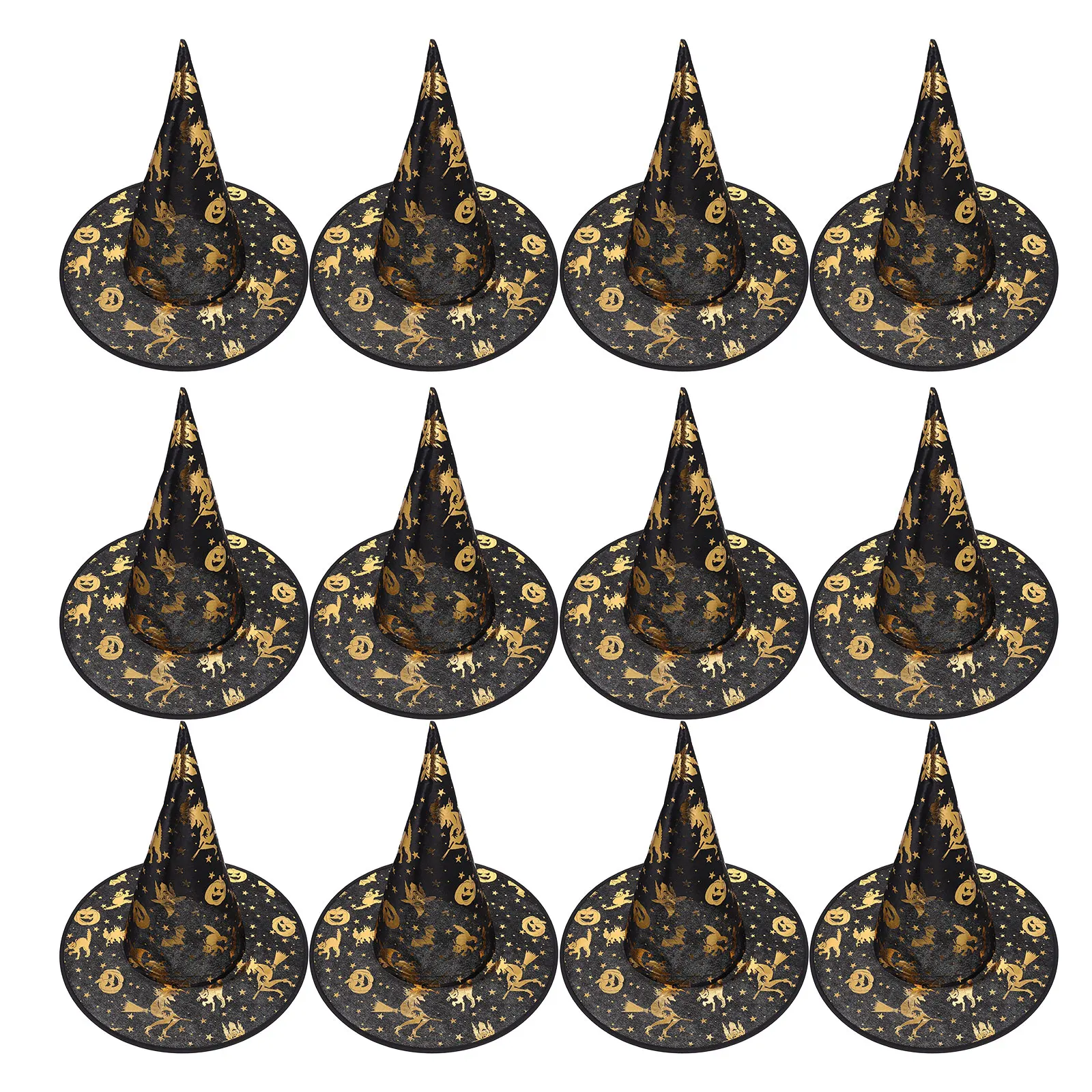 

12 Pcs Halloween Witch Hat Stage Show Prop Cap Costume Accessories Party Hats Decor Performance High Quality Long Lasting