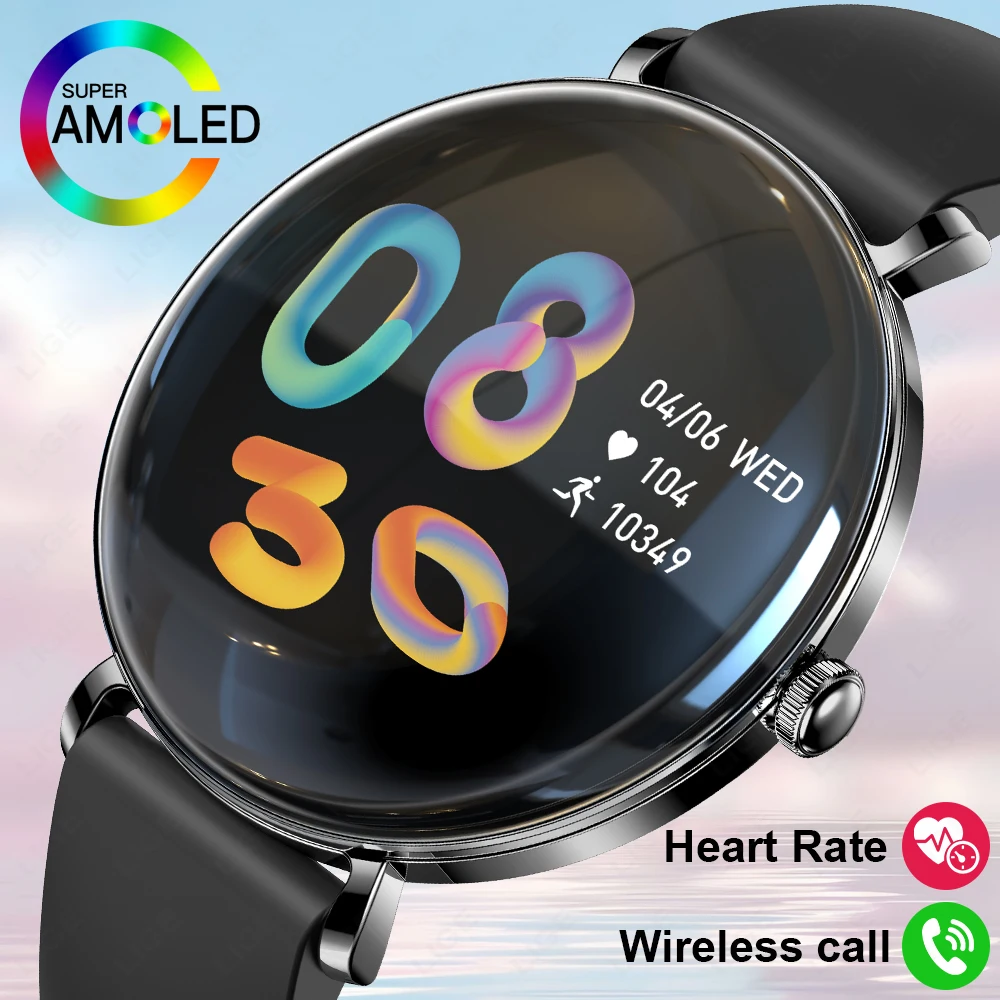 

2025 New Lady Fashion Smart Watch Women AMOLED HD Screen Sport Track Heart Rate Bluetooth Call Waterproof Outdoor Smartwatch Men