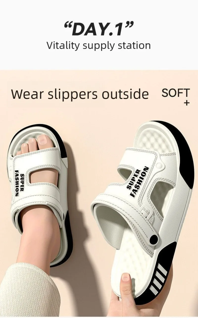 Herren-Slipper, Sommer-EVA-Sandalen mit weicher Sohle, für drinnen und draußen, zum Gehen, für den Strand, Flip-Flops, Herren-Hausschuhe – Detail 2