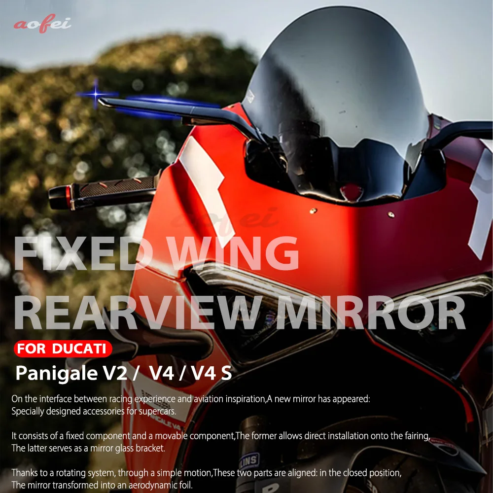 For Ducati Panigale V2 955 V4 1100 V4 S 2020-2023 Rearview Mirror Stealth Sport Winglet Mirror Kits Adjustable Stealth Mirrors