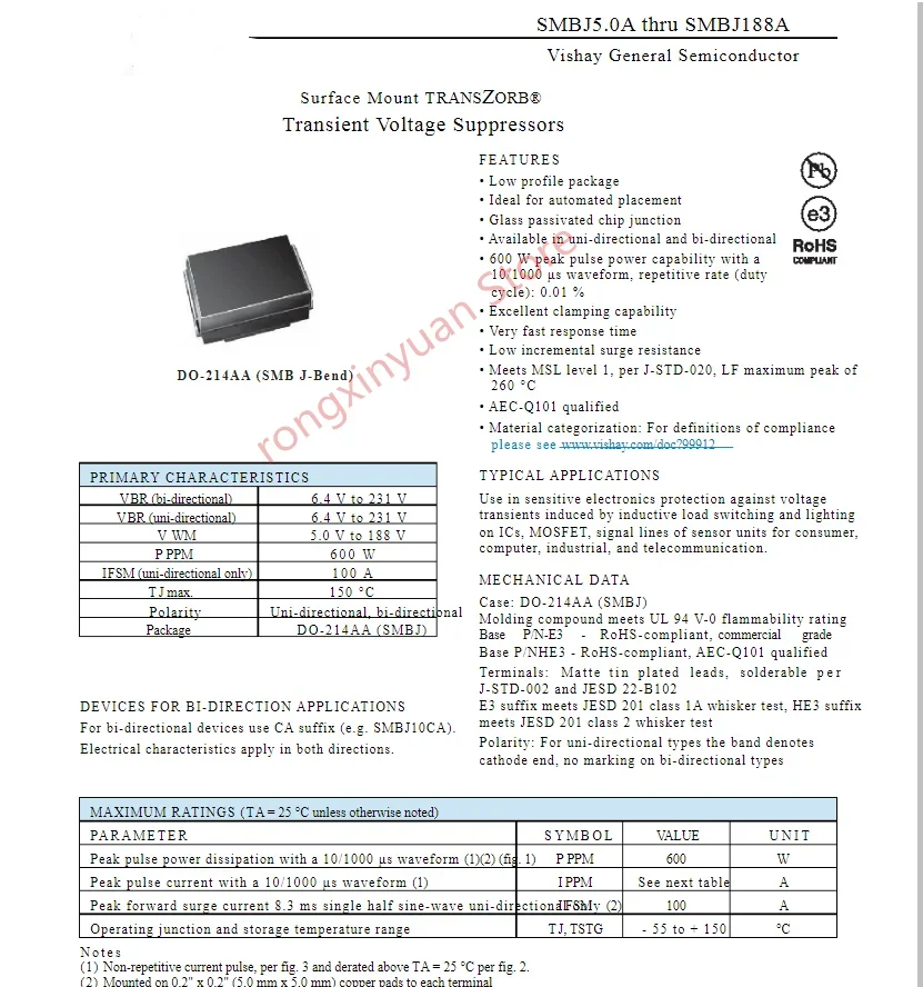 SMBJ75A-E3 NR SMBJ75CA NR SMBJ150A PM SMBJ30A MK SMBJ43A-E3 SMBJ43A MT SMBJ43CA-E3 SMBJ43CA CT SMBJ33A-E3 SMBJ33A MM SMBJ33CA CM
