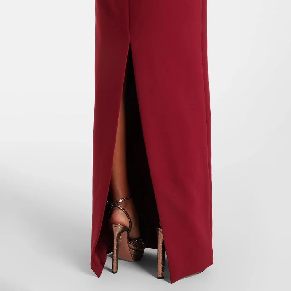 فستان سهرة أنيق مخصص على شكل حرف V وأكمام طويلة فساتين سهرة حديثة من الجيرسيه مطوي على شكل زهرة مستقيمة للحفلات الراقصة #4