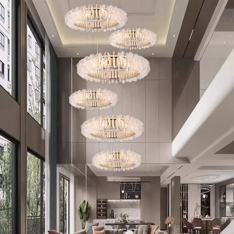 for Modern Simple Duplex Floor Living Room Large Chandelier Light Luxury Style Petal Designer Personalized Restaurant Bedroom