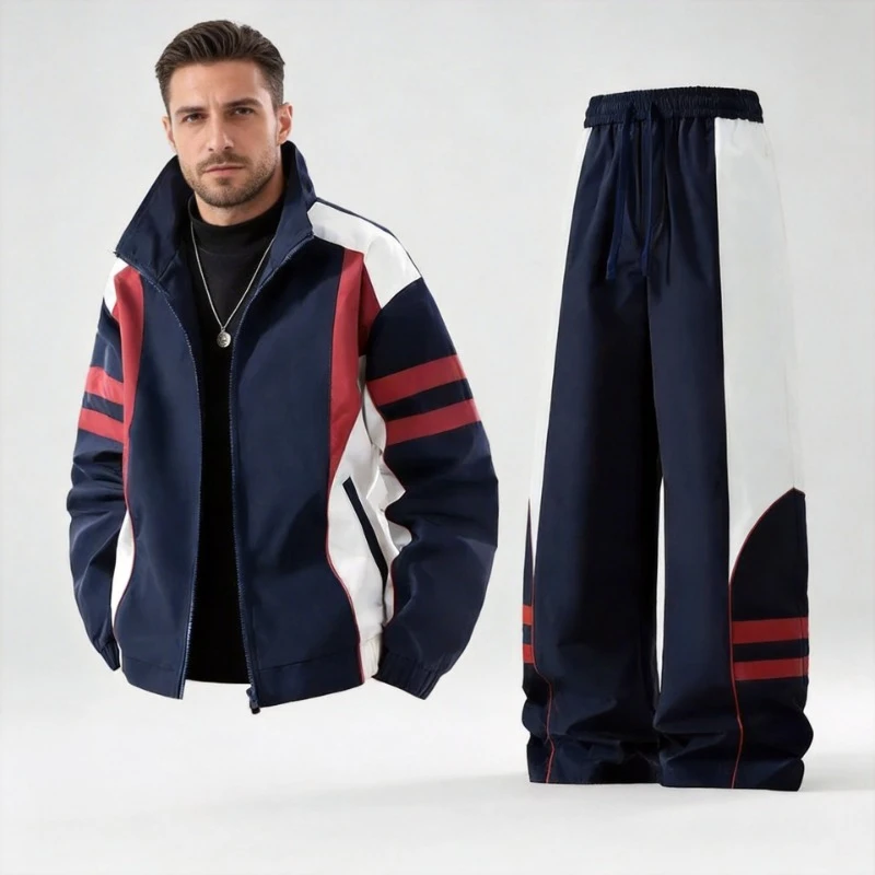 

Профессиональный мужской спортивный костюм для бега и тренировок весна 2026: ветрозащитный комплект для мужчин больших размеров для джоггинга и спортивных тренировок