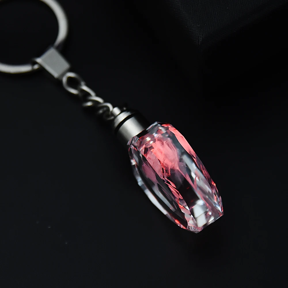 Strass en cristal de forme d'amour avec motif de fleur de rose dégradée, lumière LED, chaîne de continent, clé d'amant, bijoux JOKeyring, coloré, mode