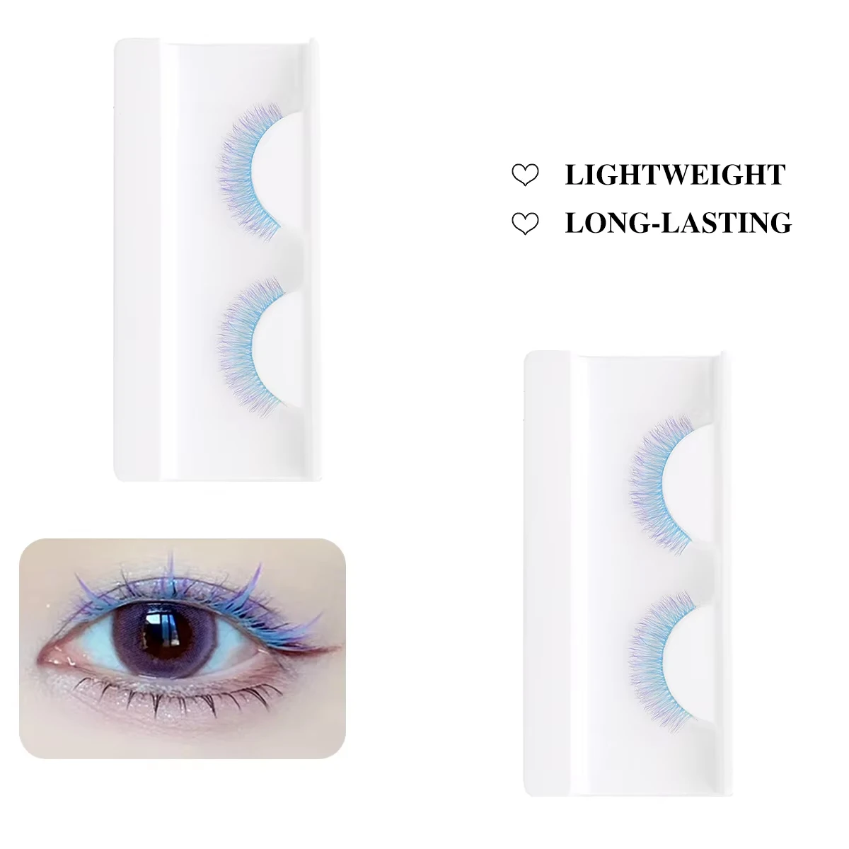 1 Pair Blue Mink Colored False Eyelashes Fluffy Strip Lashes For Cosplay Halloween Party Makeup Dramatic Wholesale Colorful Lash