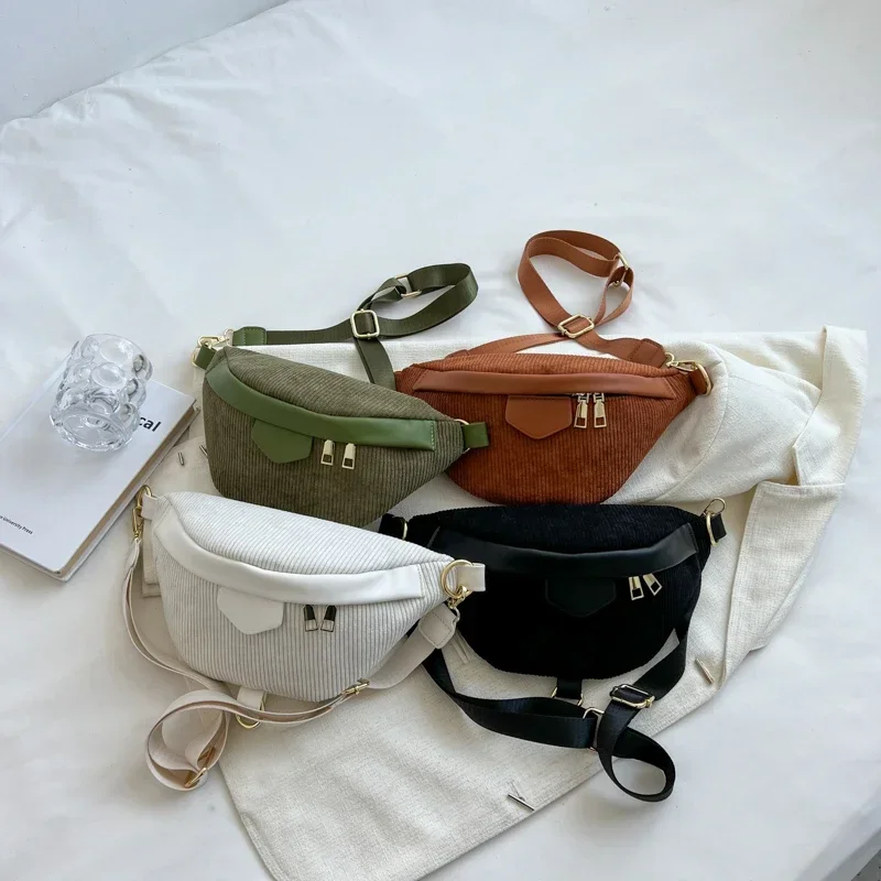 Winter Female Belt Bag Corduroy Fanny pack And Phone Pack Fashion Ladies Shoulder Crossbody Chest Bags New Lady Waist Bag Clutch