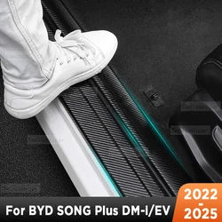 For BYD SONG Plus EV DM-i 2022-2025 Car Door Sills Scuff Plate Threshold Protector Interior Imitation Carbon Fiber Sticker