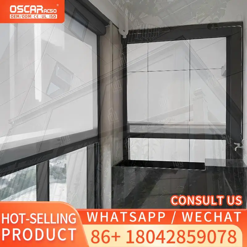 Outdoor Clear PVC Zip Track Blinds Manual Motorized Zip Screen Roller Blinds for Patio Garden Balcony Rolling Blind