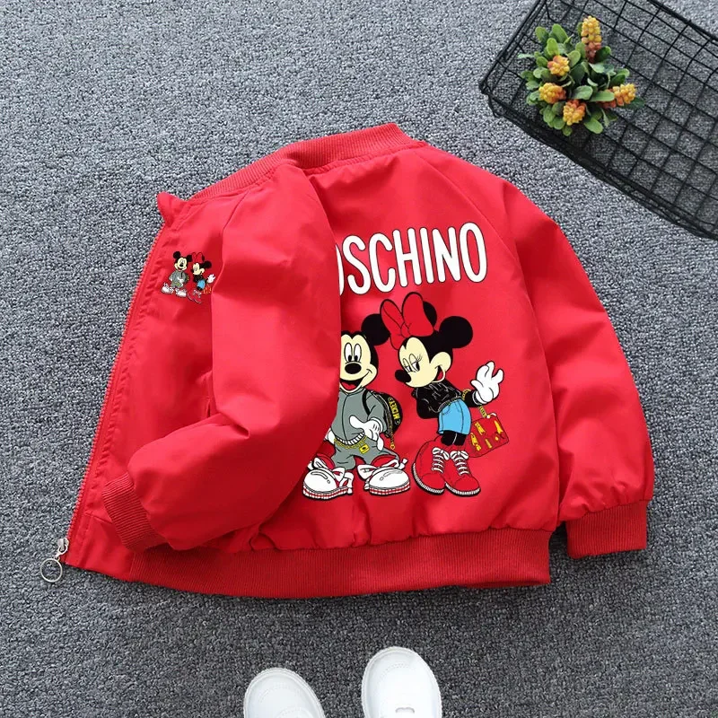 2024 Spring Children Girls Boys Jacket Coat Cartoon Mickey Minnie Mouse Middle And Little Kids Fall Fashion Outerwear Clothing