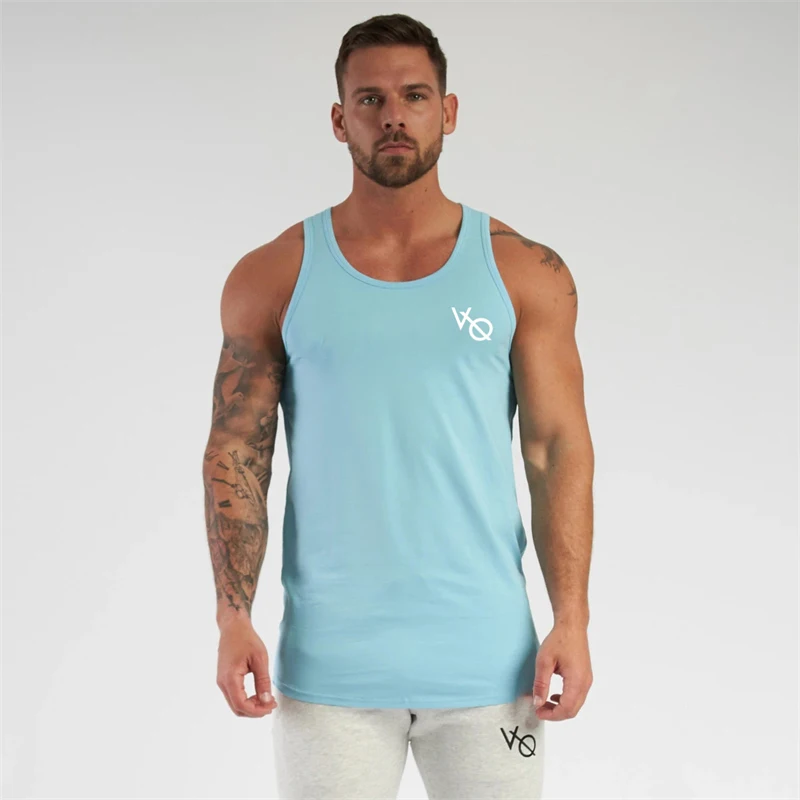 Summer cotton black men\'s vest Jogger Gym workout Fitness activewear Casual simple sleeveless top Fashion men\'s wear