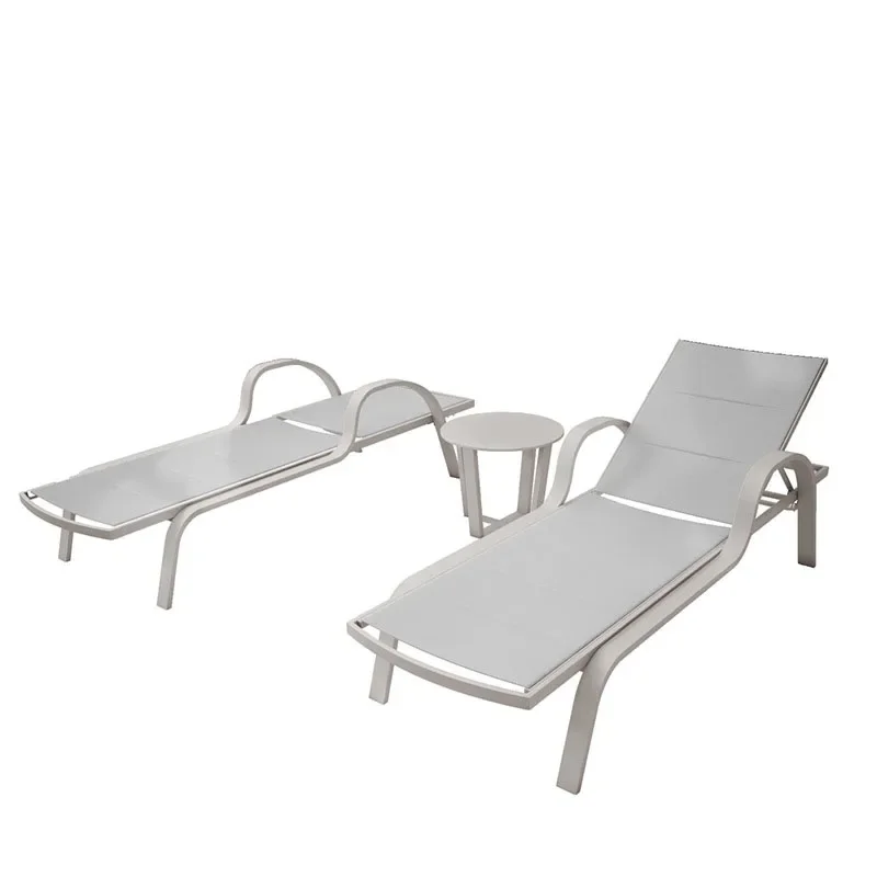 Cheap Outdoor Furniture Hotel Villa Swimming Pool Rope Wicker Sunbed Beach Lounger Wooden Sun Loungers