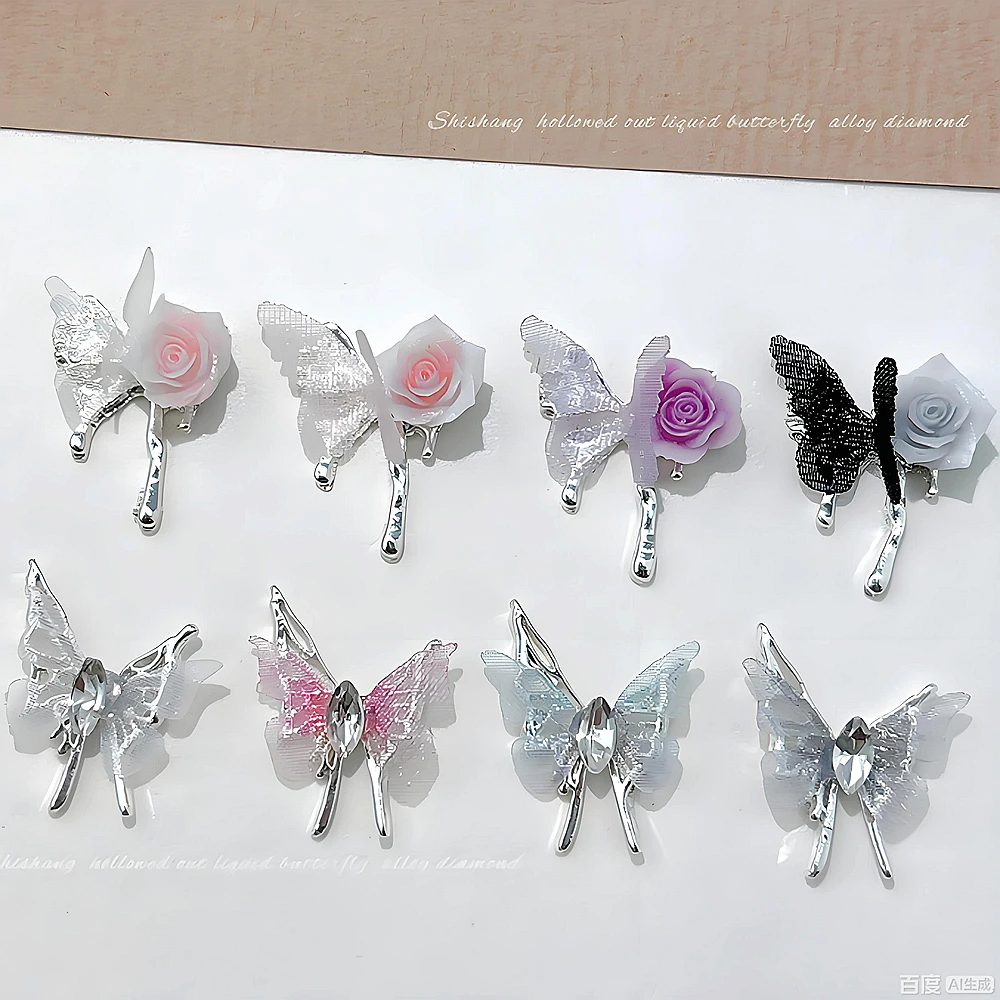 

10PCS 3D Organza Butterfly Nail Art Charms Acrylic Flower Accessories For Nails Decoration Mesh Design Manicure Supplies Tool