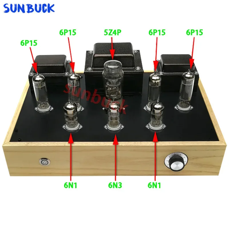 SUNBUCK 6P15 Push-Pull 6N3 6N1 Klasse A Röhrenverstärker 2 Stereo 15 W 3-Segment symmetrischer Vakuumröhrenverstärker Audio