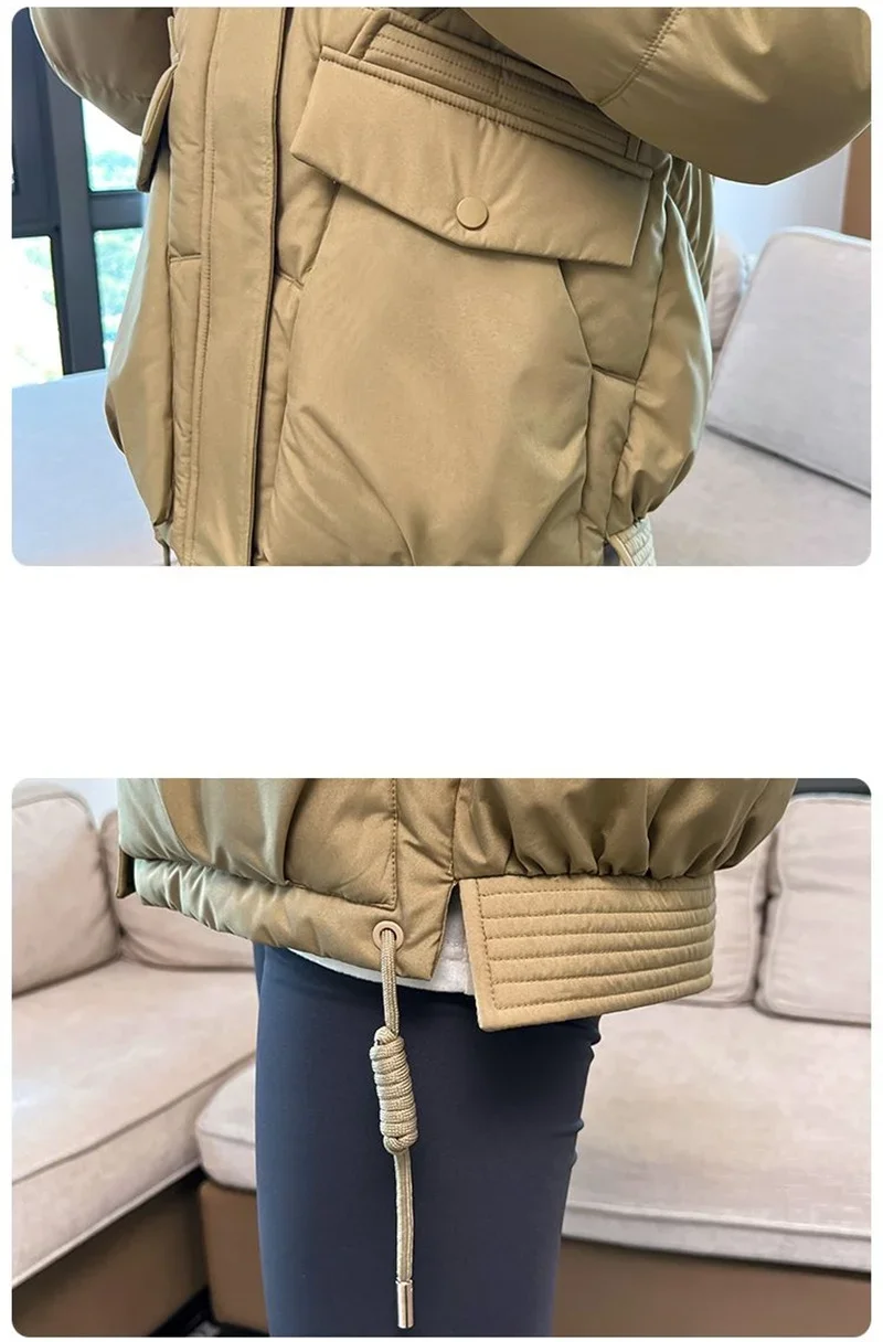 Giacca in cotone da donna stile corto 2025 Nuova versatile giacca in piumino di cotone