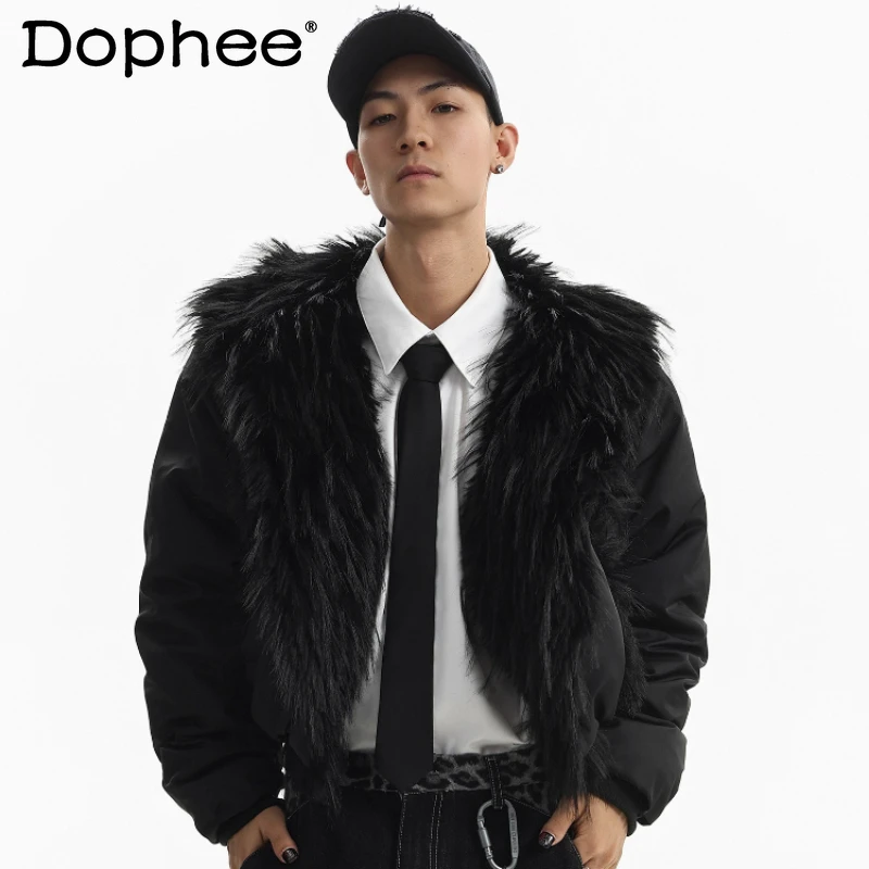 

Men's American Style Retro Faux Fur Collar Parkas Men's 2025 Winter New Loose Comfort Chic Parkas Male Long Sleeve Hoodies Coats