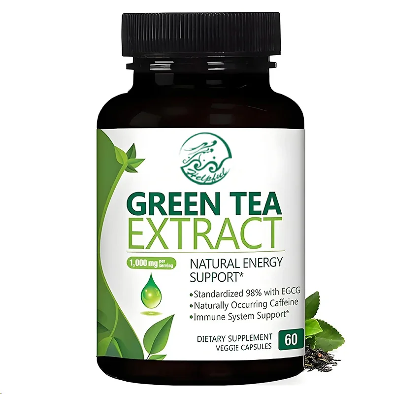 Green Tea Extract Capsules 1000mg 3x Natural Energy Contains Polyphenols Mild Caffeine 60 Capsules