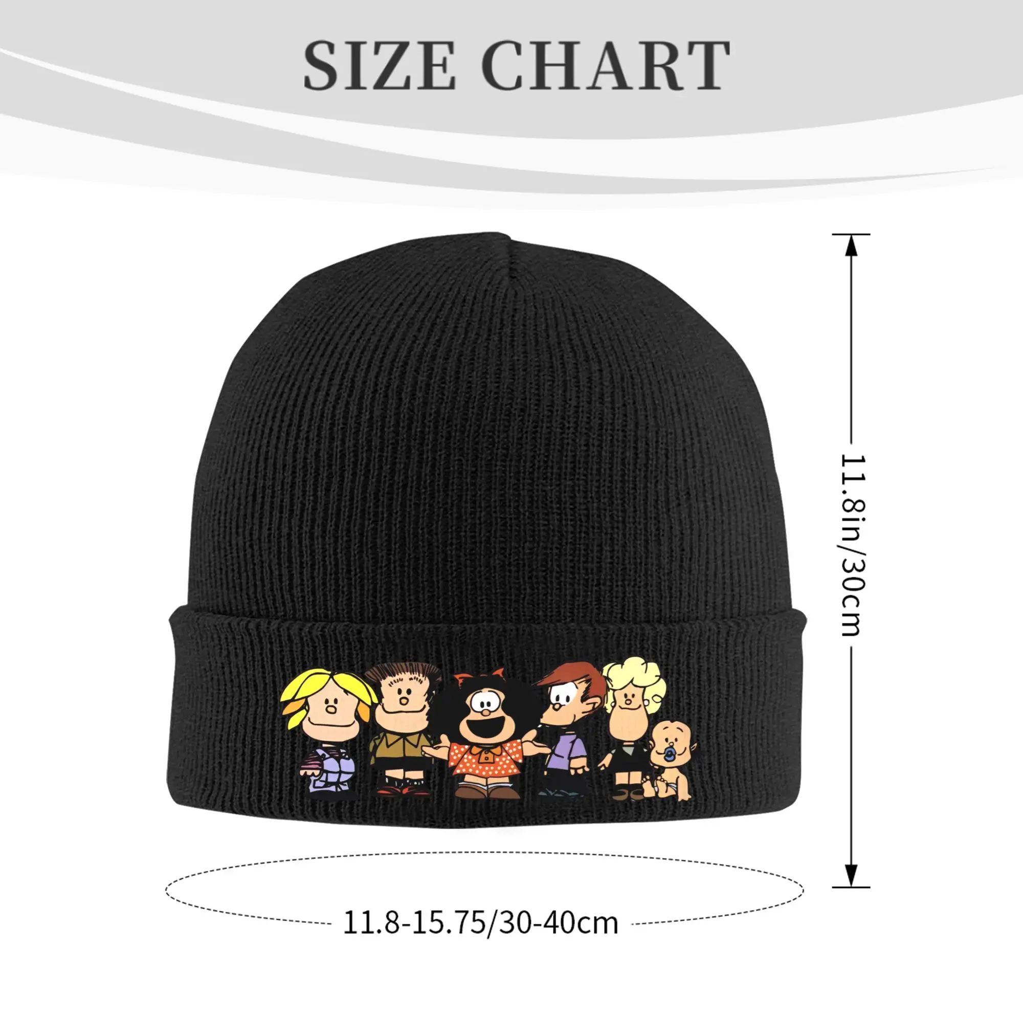 Mafalda Mafie Cartoon Knitted Hat for Women Men Beanie Autumn Winter Hats Acrylic Kawaii Anime Warm Melon Cap