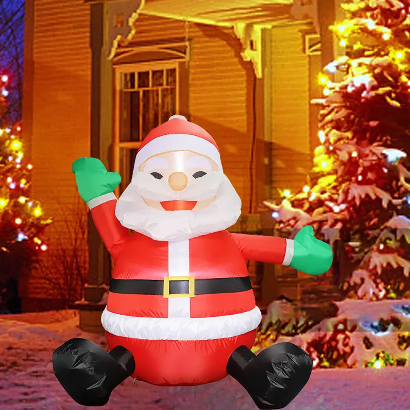 Christmas Inflatable Santa Claus Indoor Outdoor Decoration For Yard, Weatherproof Vacation Holiday Party Decor For Garden Lawn