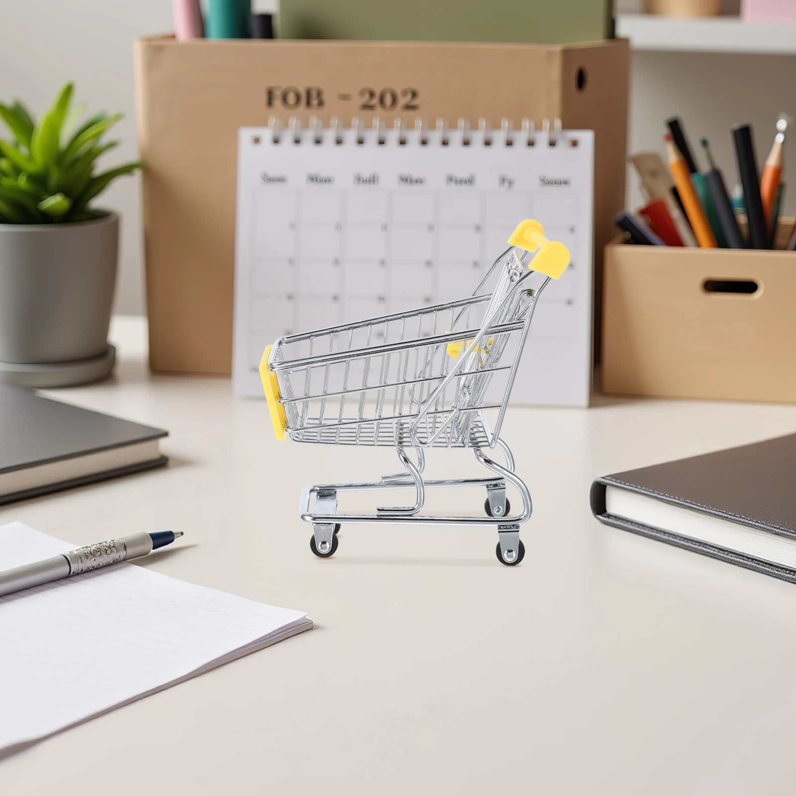 Mini-winkelwagentje voor kinderen Metalen boodschappenwagentje met wielen Fantasiespel supermarkt - Miniatuur handkar voor peuters Decor