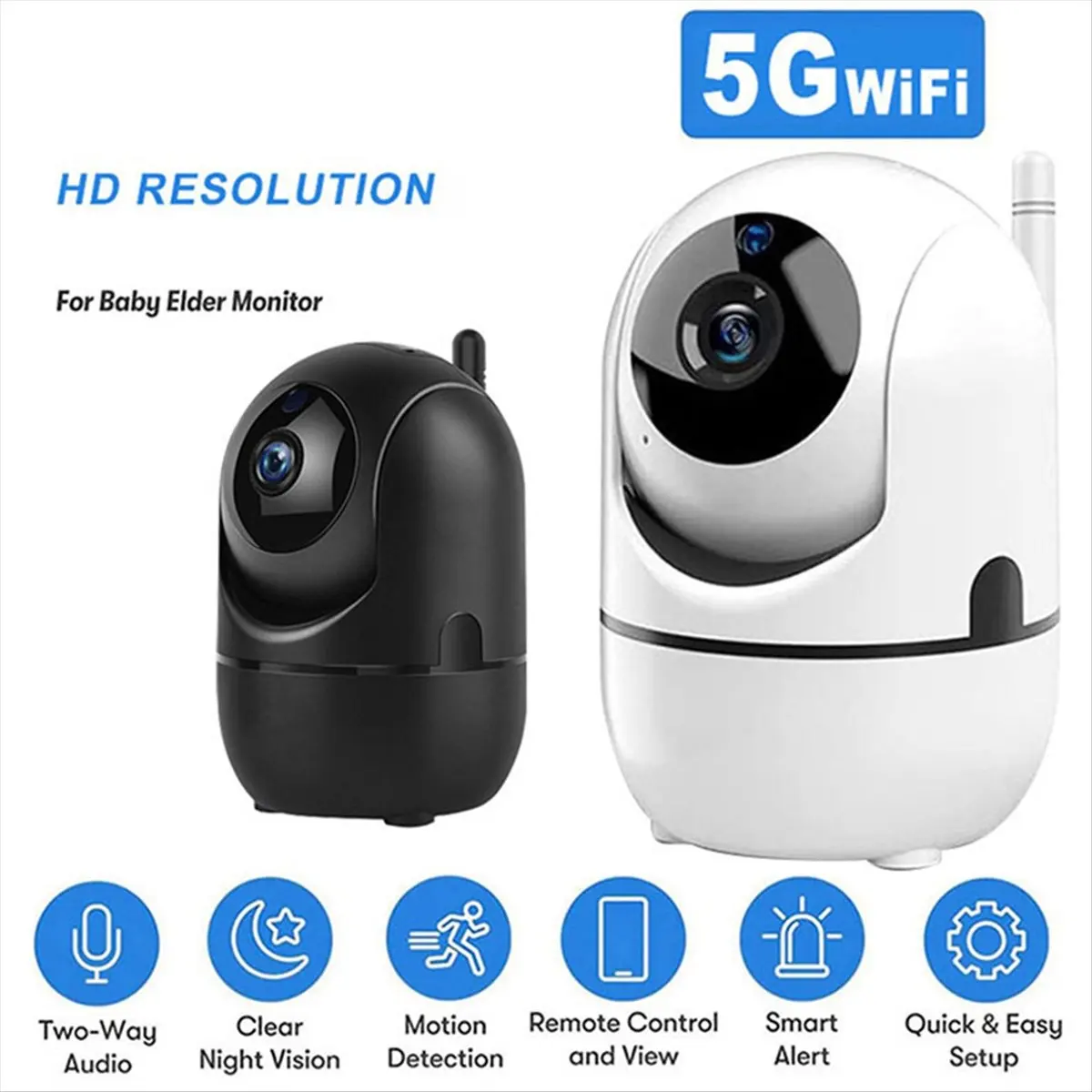 L63A 1080P Wireless Camera 355° Camera Mini Pet Video Surveillance Camera with Wifi Baby Monitor Smart Home Black US PLUG