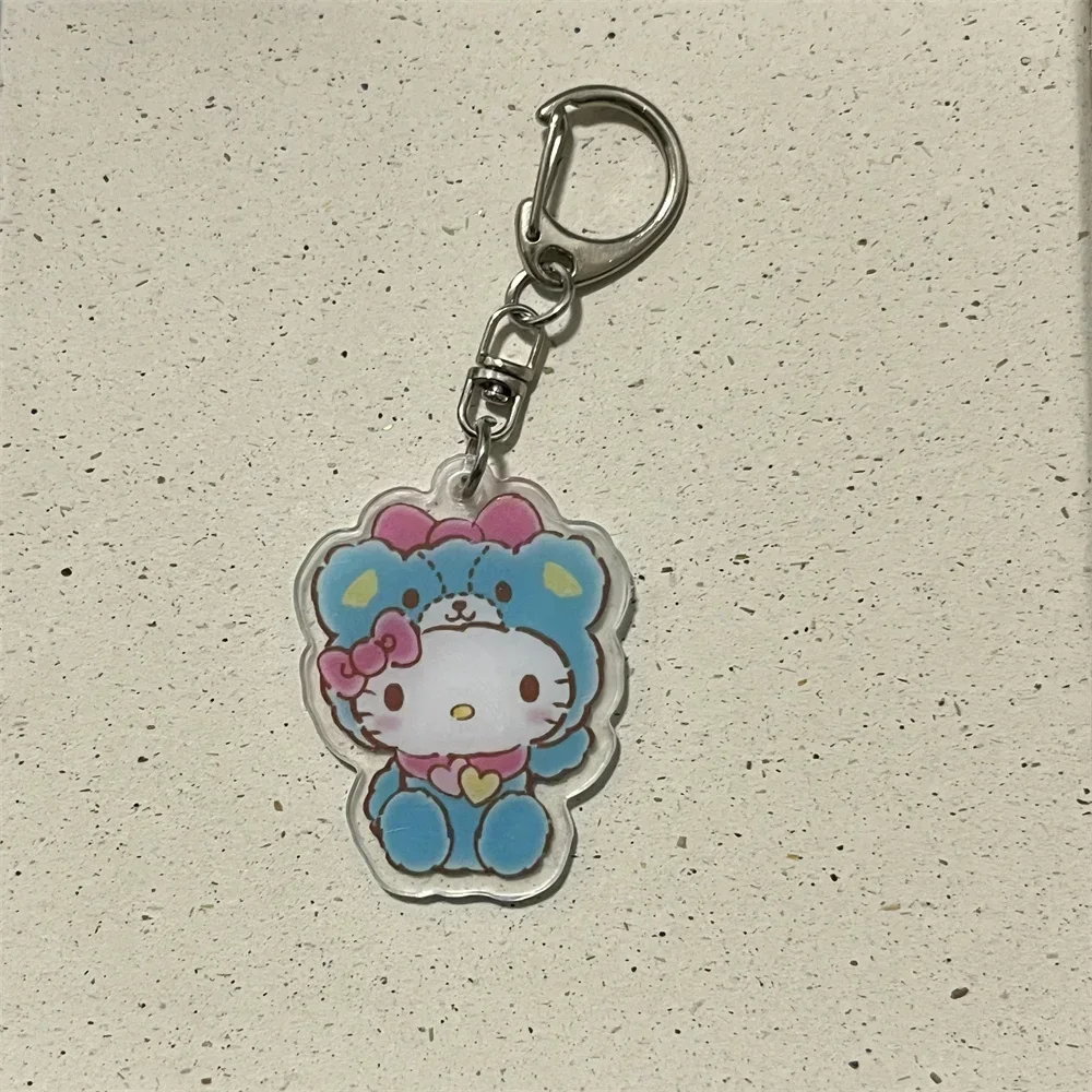 Sanrio HelloKitty  Keychain  Action Anime Figures Kuromi Acrylic Cartoon Couple Small Pendant Keychain Schoolbag Pendant