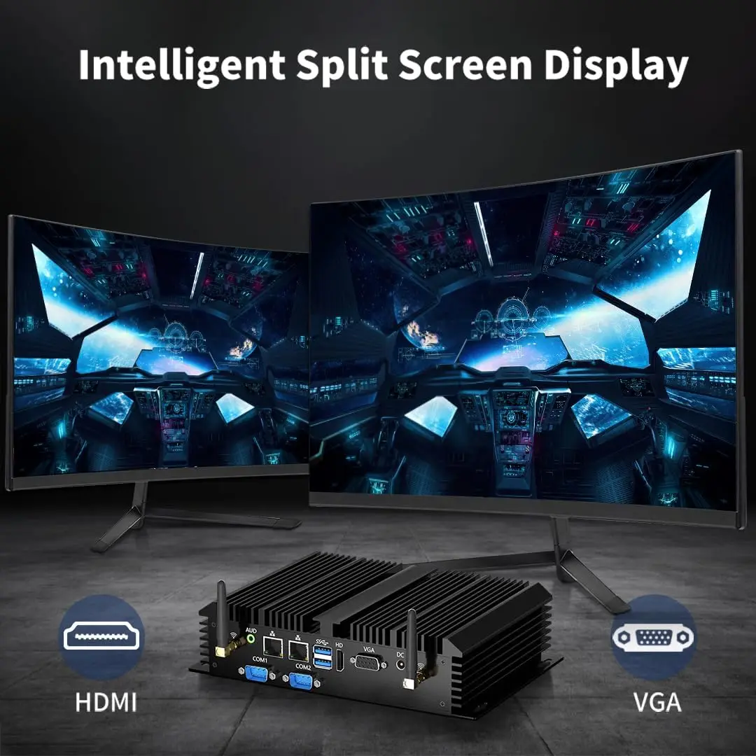 Fanless อุตสาหกรรม PC Core I7 5500U I5 4200U I3 5005U 2955U Dual LAN 2 x COM 6 x COM HDMI VGA WiFi Win10 ทนทานคอมพิวเตอร์