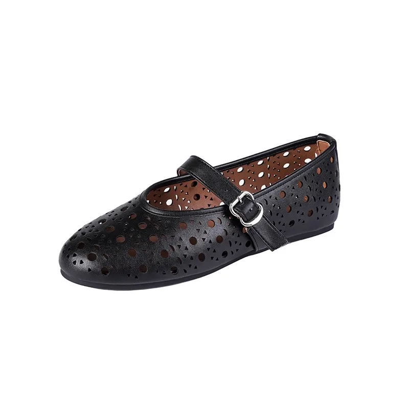 Women's Shoes 2026 New French Hollow Ballet Shoes Mary Jane Shoes for Women Brand Summer Breathable Flat Sandals Sapato Feminino