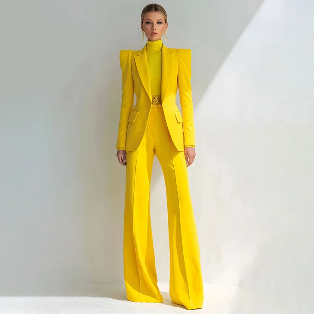 

Luxury 2 Piece Jacket Pants Office Chic Outfits Boutique Stylish Female Suit For Prom Party Trajes De Mujer Elegante