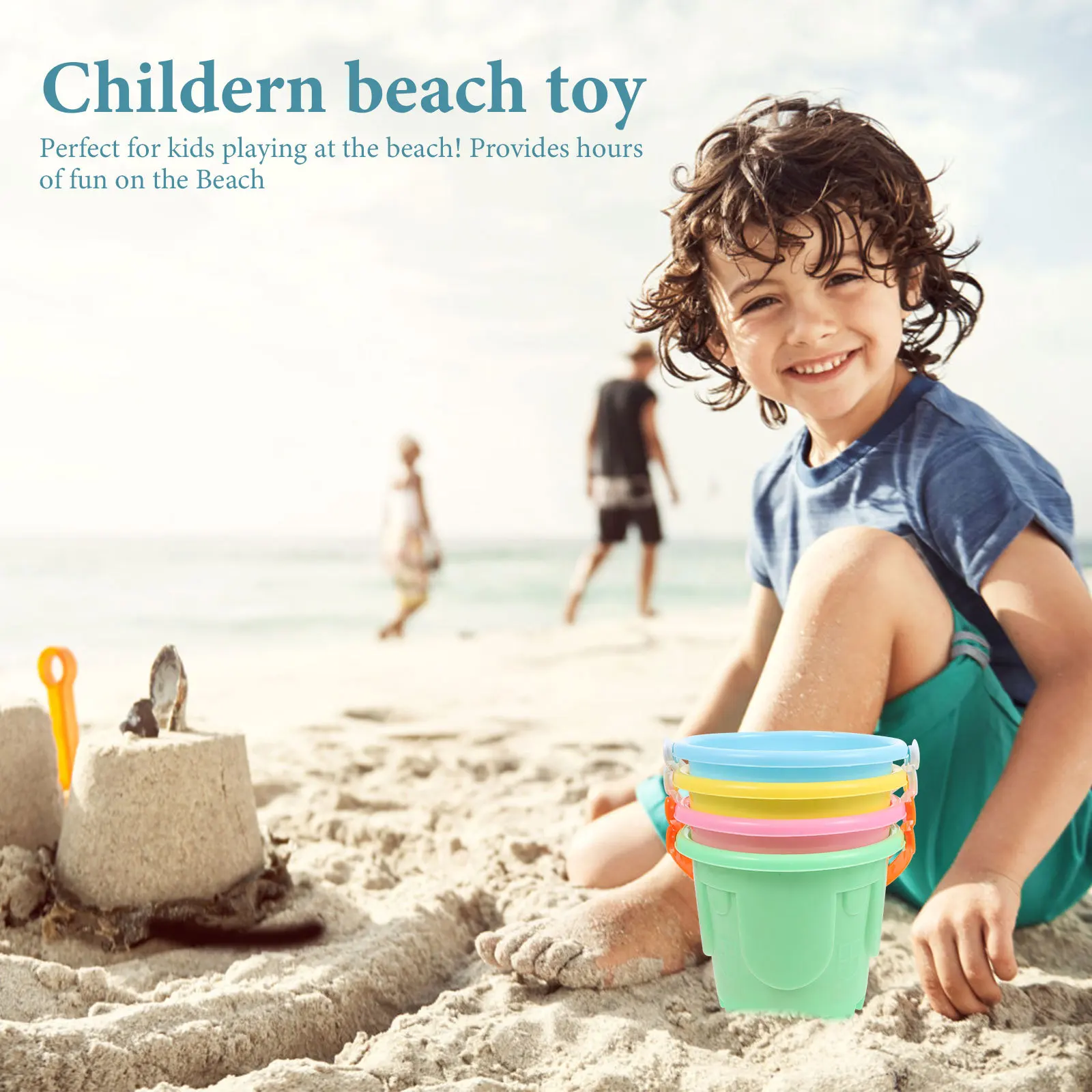 4 stuks kinderen strandemmer set veilig duurzaam plastic sandcastle spel outdoor zandbak activiteit kinderen strand speelgoed