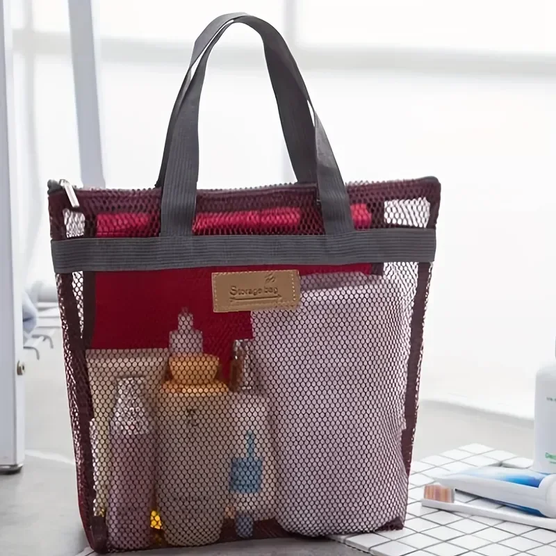 Borsa da doccia in rete leggera da 1Pc con tecnologia ad asciugatura rapida borsa da toilette portatile per palestra e borsa da spiaggia portatile da viaggio all'aperto